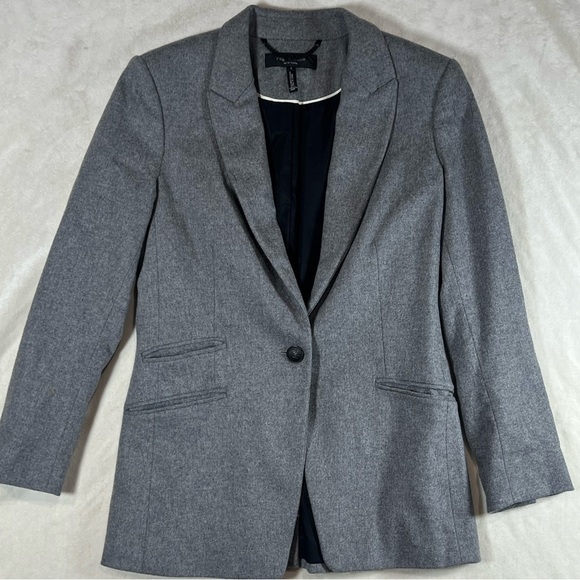 Rag & Bone Size 2 Made in USA Gray One Button Wool Vented Blazer Classic Chic - Picture 1 of 14